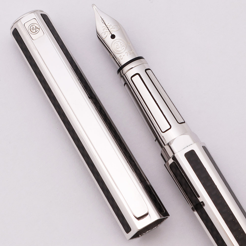 Caran d'Ache Hexagonal Fountain Pen - Black Carbon Fiber Stripes